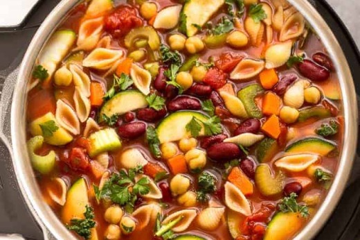 Minestrone (Italian Vegetable Soup with Pasta)