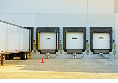 Buchanan trailer sitting at a dock, being loaded for transport.