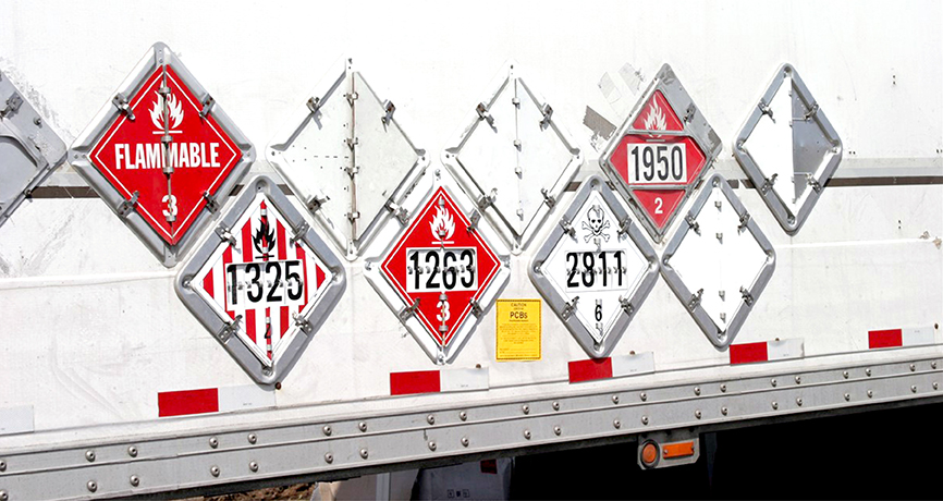 Specialized Services Specialized truck with hazardous signs