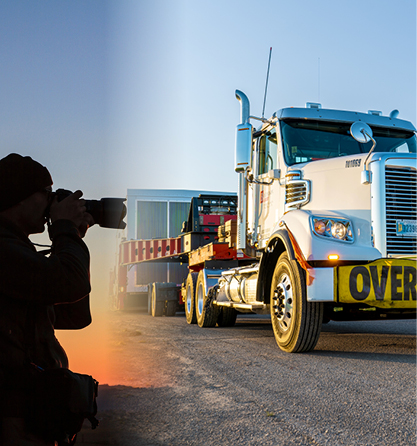 Buchanan at Work Photographer taking a picture of a Buchanan Hauling Heavy Haul at work and in action.
