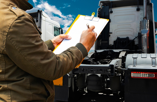 Buchanan's focus is on Trucking Safety like the man here doing a report and checklist.