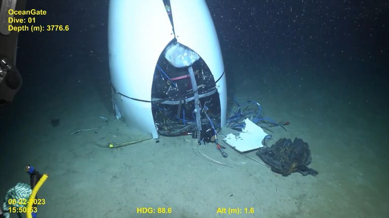 OceanGate Titan resting on the ocean floor