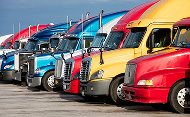 fleet of Buchanan trucks providing freight hauling services