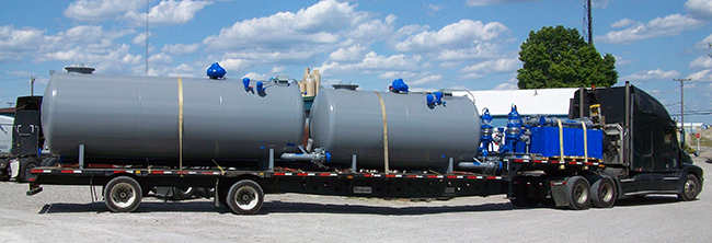 Oversized industrial boiler or pressure vessel prepared for heavy haul transportation Oversized industrial boiler or pressure vessel prepared for heavy haul transportation
