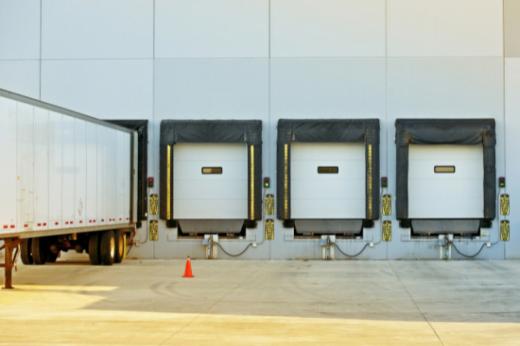 Buchanan trailer docked and picking up a load to head out for delivery. Buchanan trailer docked and picking up a load to head out for delivery.