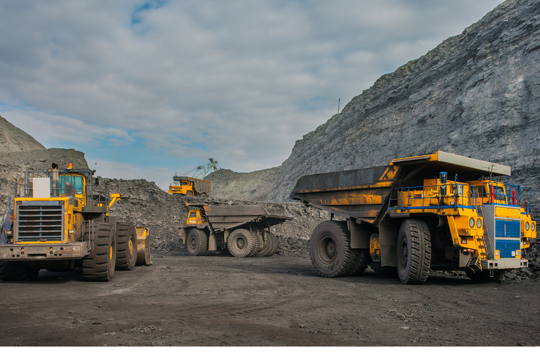 Mining equipment ready to work after being delivered to the worksite by Buchanan Hauling.