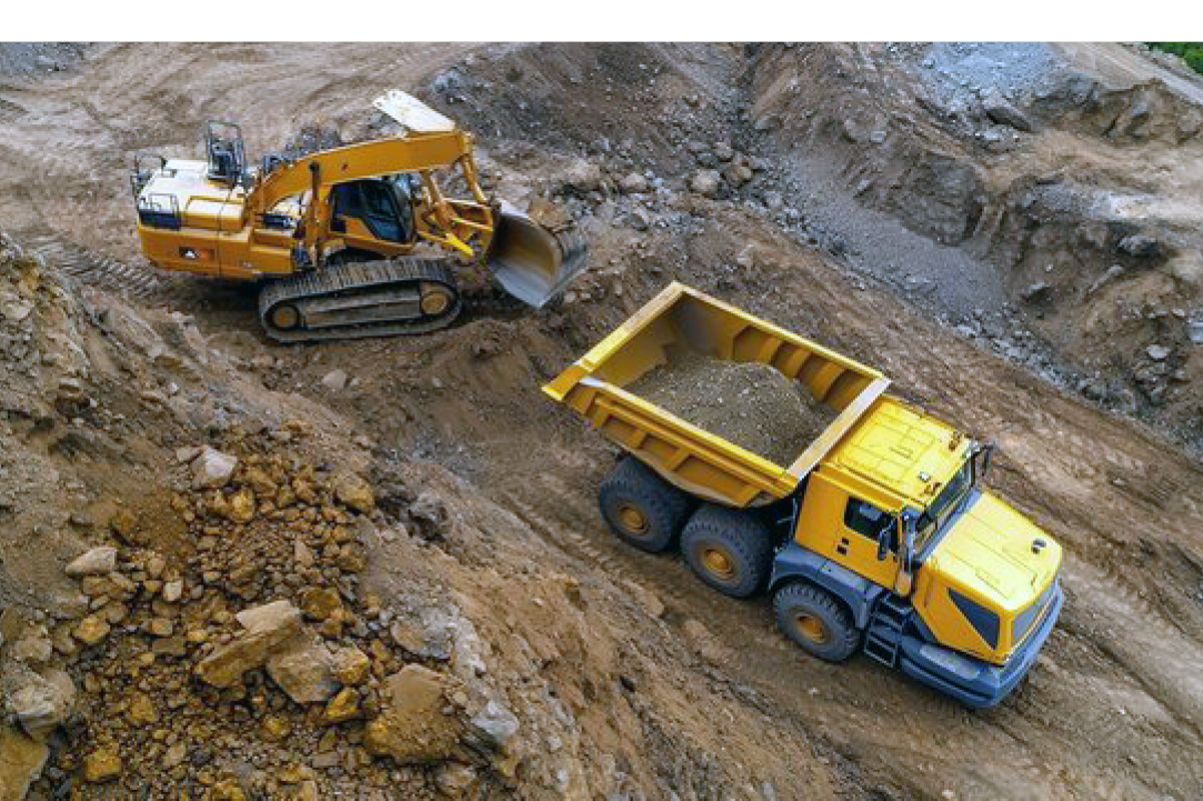 Mining equipment moving dirt before needing to be transported by Buchanan to their next location.