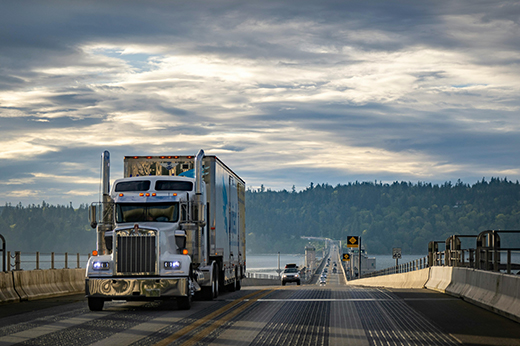 Professional truck driver and Buchanan equipment representing family values, accountability, and safe transportation services.