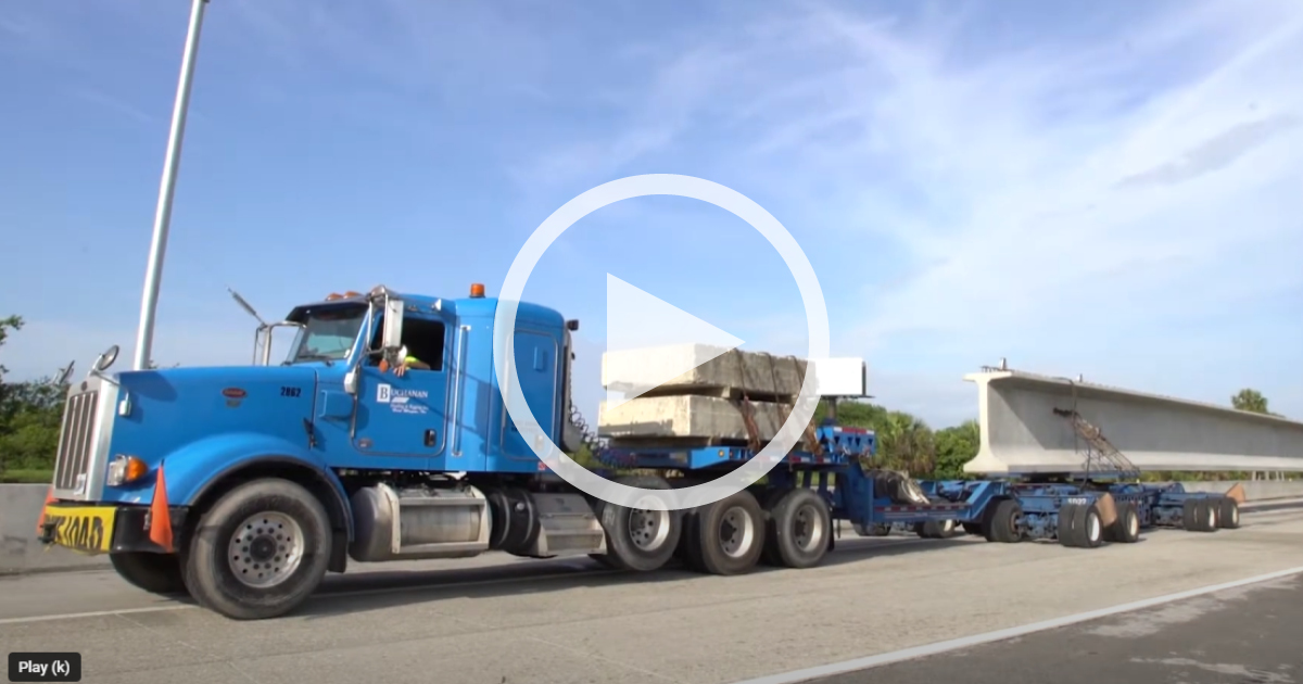 Hauling 180-Foot Beams Across Florida