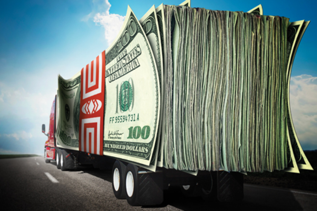 Buchana Hauling Truck Hauling Money on Truck Flatbed